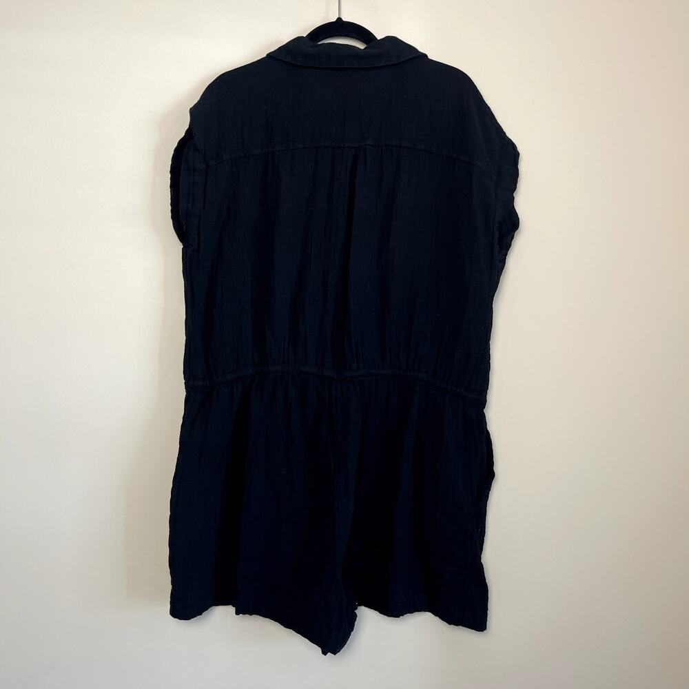 Old Navy Black Guazey Cotton Button Minimalist Romper Women's Sz XL - Picture 2 of 6